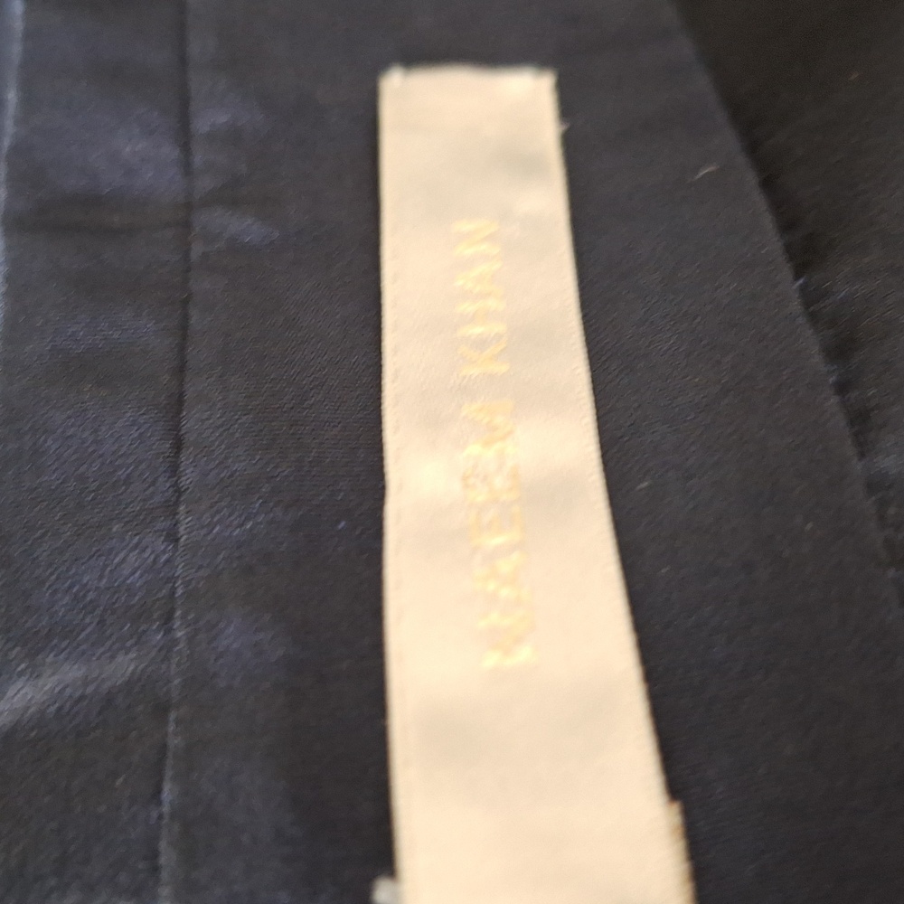 Naeem Khan Navy Blue 100% Silk Ruffle 3/4 Sleeves Button Front Blouse Size 8 - Picture 11 of 13